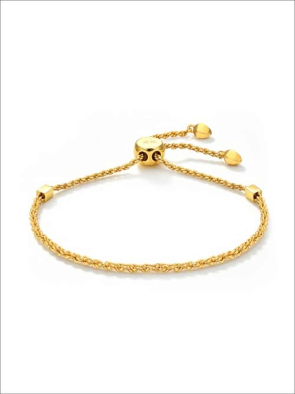 14K Gold Filled Rope Chain Bracelet Adjustable Slide Bead 2mm